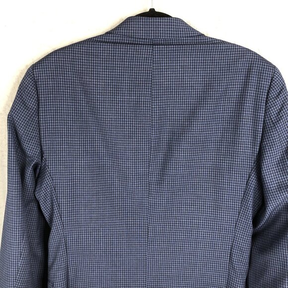 Calvin Klein Blazer Mens 38R Blue Check 100% Wool Extreme Slim Fit Jacket Coat - Picture 11 of 16